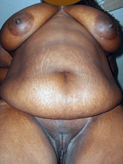 Black BBW exposes fat pussy lips, when her hubby on the work.
