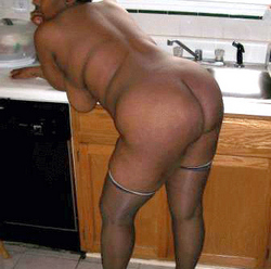 Old ebony wife is spreads puffy hips..