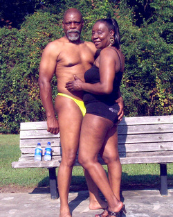 Sexy black elderly couple, they are still
